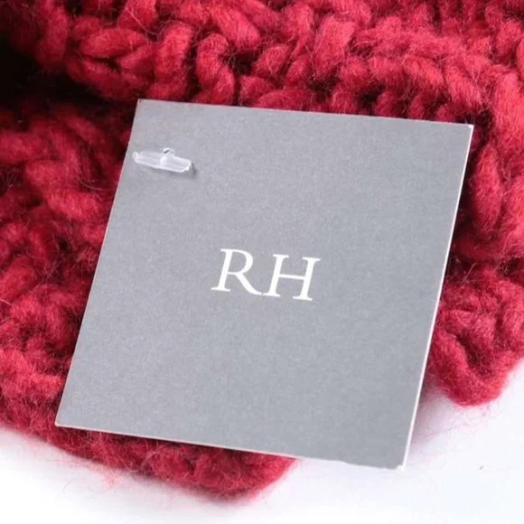 Vintage-Restoration Hardware Red Wool Blend Throw Italian made, ORIGINAL TAG - Picture 1 of 6
